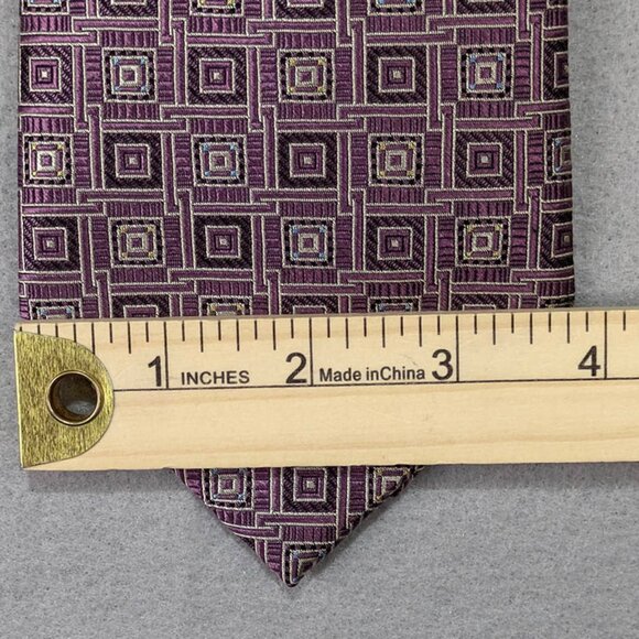Enro Mens Silk Neck Tie Purple Long Tall Foulard Repeating Pattern Sophisticated - Picture 3 of 6